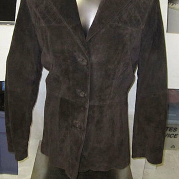 coat liz claiborne suede piel de porchno jacket - Picture 7 of 7